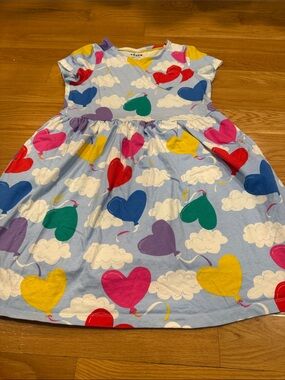 Mini Boden colorful heart balloon short sleeve dress size 11-12Y